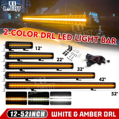 12"-52" Inch Dual Row LED Light Bar With White or Amber DRL Position Side Light - Image 1 of 4
