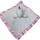 Cloud Island White Unicorn Plush Lovey Pink Satin Security Blanket 14x14 Gold
