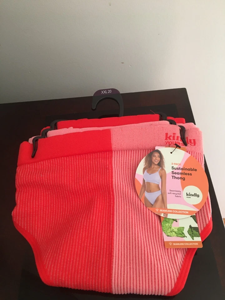 Kindly Yours Women’s SUSTAINABLE SEAMLESS THONG UNDERWEAR 3-Pack XXL 20