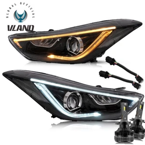 VLAND LED DRL Headlights+Bulbs For Hyundai Elantra 2011-2015 Sedan 2013-14 Coupe - Picture 1 of 13