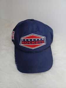Vintage Houston Rockets Snapback Hat Cap 90s Logo Navy Blue Damage Read