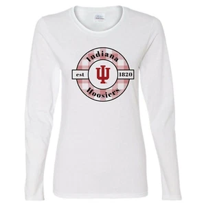 Camiseta de manga larga Indiana Hoosiers Plaid Circle para mujer - blanca - Imagen 1 de 6