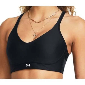 Under Armour Infinity 2.0 Low Womens Sports Bra Black Padded Breathable Gym Run - Picture 1 of 5