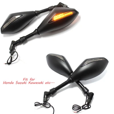 УНИВЕРСАЛЬНОЕ ЛЕВОЕ И ПРАВОЕ ЗЕРКАЛО ЗАДНЕГО ВИДА МОТОЦИКЛА СО СВЕТОДИОДНЫМ ПОВОРОТНИКОМ ДЛЯ HONDA - Изображение 1 из 4