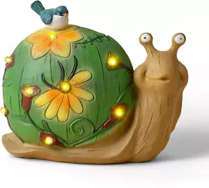 Solar-Powered Snail Garden Statue - Resin Outdoor Decor & Gift for Mom - Picture 1 of 12
