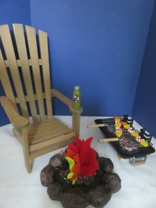 Firepit, Lounge Chair and Grill with food 18" doll AG or OG type doll - Bild 1 von 6