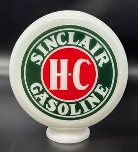 SINCLAIR H-C GASOLINE 8" Milk Glass Mini Gas Pump Globe - Picture 1 of 18