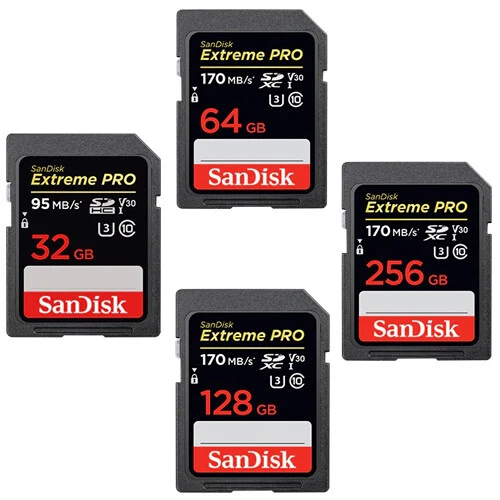 SANDISK EXTREME PRO 200MBs SD SDHC SDXC FLASH MEMORY CARD 256GB 128GB 64GB 32GB - Image 1 of 1