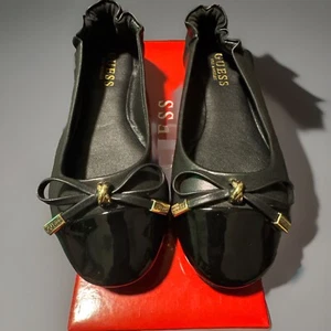 Guess Miffyh Elasticized Back Logo Ballet Flat Shoes Black Size 7.5 - Picture 1 of 7