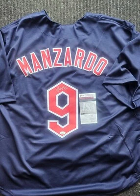Kyle Manzardo Cleveland Guardians Signed Custom Style Blue Jersey JSA - Image 1 of 2