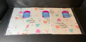 Vintage American Greetings Hochzeit Geschenkpapier Geschenkpapier Posten (3) Neu in versiegelter Verpackung Herzen - Bild 1 von 4