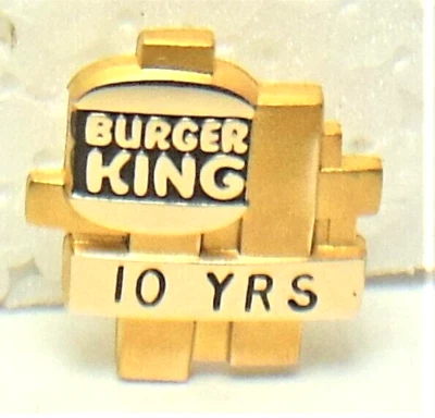 🍔👑 Burger King Co. logo 1/10 10K 10 Year employee service award tie pin badge - Image 1 of 4