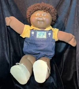 RARE Vintage Cabbage Patch Kid African American Black Fuzzy Overalls - Picture 1 of 4