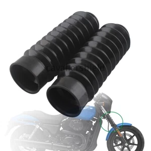 Botas amortiguadoras negras de 49 mm horquilla delantera de goma gaiters caimanes para Harley Dyna - Imagen 1 de 12