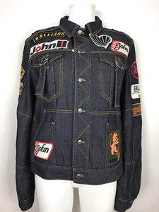 Vtg John Galliano Blue Denim Logo Patch Jacket S 46 - Picture 1 of 11