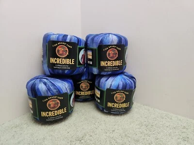 Lion Brand INCREDIBLE Ribbon Yarn 202 Blue Shades Lot of 5 - Image 1 of 4