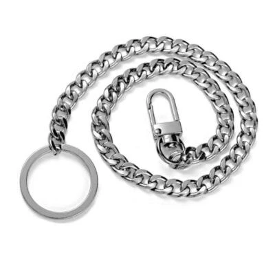 STAINLESS STEEL BIKER KEYCHAIN 16” Silver Link Chain Wallet Punk Trucker NEW - Image 1 of 4