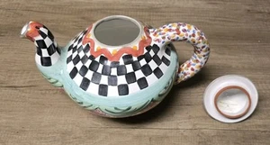 Mackenzie Childs Odd Fellows Ceramic Teapot Never Used Excellent Shape - Picture 1 of 6