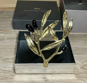 Michael Aram Olive Branch Gold Cocktail Napkin Holder Never Used - Picture 1 of 5