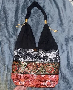 Red Indian Bag With Embroidery Purse Handmade Shoulder No Tag - Picture 1 of 4