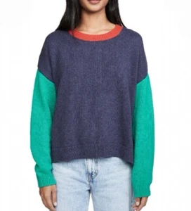 525 America Cotton Colorblock Boxy Knit Side Split Sweater L NEW - Picture 1 of 10