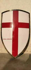 Medieval Crusader Shield Battle Knight Warrior Shield Templar Red Cross Design - Picture 1 of 6