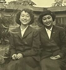 Vintage Photo Pretty Young Japanese Women Best Friends 1930s