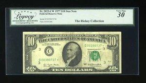 DBR 1977 $10 FRN Philadelphia STAR Fr. 2023-C* Legacy 30 Serial C00390737* - Picture 1 of 2