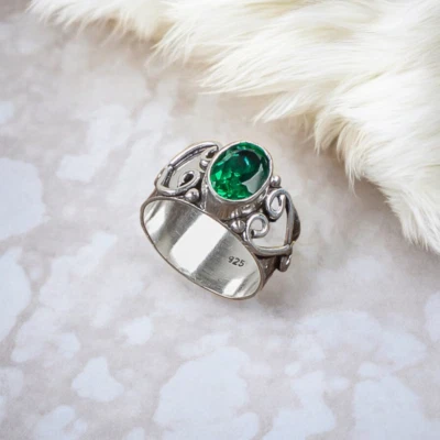 Chrome Diopside Gemstone 925 Sterling Silver Jewelry Handmade Partywear Ring - Image 1 of 4