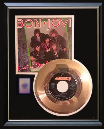 BON JOVI LIVING ON A PRAYER 45 RPM GOLD METALIZED RECORD RARE NON RIAA  AWARD - Image 1 of 1