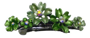 Crystal Flower Barrette Hairclip w. French Clip Clasp Lovely Colors YY86400-12 - Picture 1 of 19