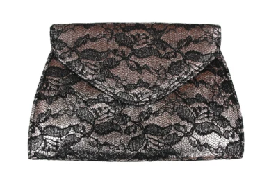1970s Neiman Marcus Metallic Lace Clutch Vintage Silver Gold Black Purse Handbag - Image 1 of 4
