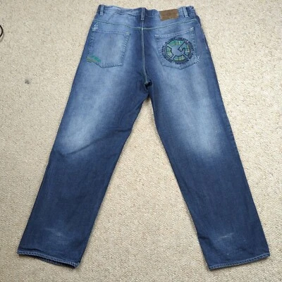 VTG Y2K G Unit Jeans Mens 34x34 Blue Baggy Straight 50 Cent Pocket Embroidery - Image 1 of 4