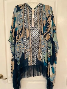 Chico’s Blue Open with Fringe size L *NWT* - Picture 1 of 4