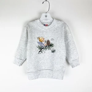 Vintage Crewneck Sweatshirt Kids Small or 4/5 Gray 1999 Christmas Angel Pinecone - Picture 1 of 10