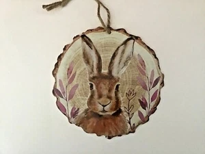 New round Hare wildlife nature wooden hanging plaque gift cute Free P&P - Picture 1 of 1
