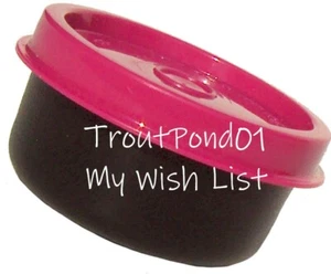 Tupperware Smidgets Mini Tiny Bowl Container 1 oz Black w/ Magenta Purple Seal - Picture 1 of 3