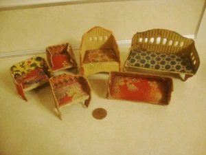 Muebles de colección para casa de muñecas de la era japonesa ¡SILLAS DE SOFÁ DE IMITACIÓN DE RATÁN MIMBRE estilo Florida! - Imagen 1 de 9