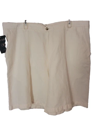 NEW Men's Classic Linen IZOD Classic Flat Front Off White Shorts Size 42 Preppy - Image 1 of 4