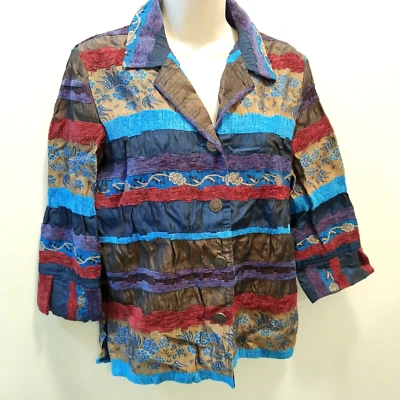 Vestido Koret Mujer Top Camisa Blusa 8 Petite Azul Manga 3/4 Punta Colorida Foto 1 de 4