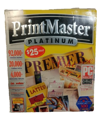 PrintMaster Platinum V.4.0 Windows 95 RARE 1998 Mindscape USED Vintage Computing - Image 1 of 4