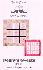 Penny's Sweets Doll or Wall Quilt Pattern Redwork Embroidery, Bobby Socks Quilt - Picture 1 of 2
