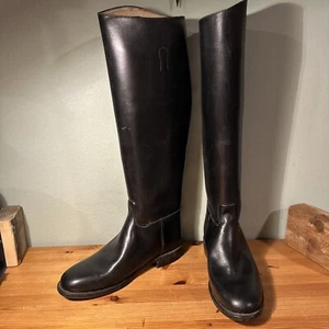 BOULET Canada Men’s Tall Leather Riding Boots Sz 7.5 Round Toe Black EXCELLENT! - Picture 1 of 19