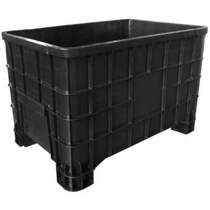 Cassa pallet in HDPE ric., 4 piedi, 1000 L x 635 P x 645 H mm, portata 150 Kg - Foto 1 di 4