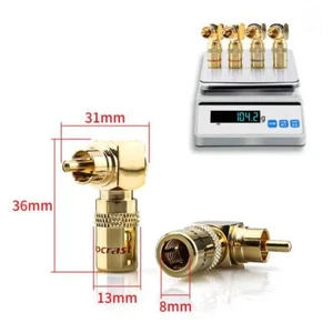 4 Stück RCA Stecker HIFI Audio Video Stecker Löten Vergoldet Rechter Winkel - Bild 1 von 9