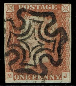 1841 1d Red Pl 23 MJ 4m Crisp Almost Full MX Very Fine Used Cat. £60.00 - Picture 1 of 1