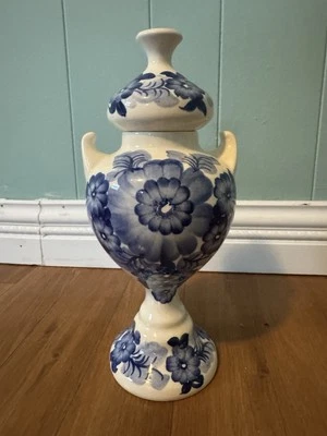 "Florero decorativo de cerámica azul y blanco Kolo hecho en Polonia - 10""" Foto 1 de 4