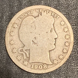 1908-S   San Francisco  Mint Silver Barber Quarter  lot # 2080 - Picture 1 of 6