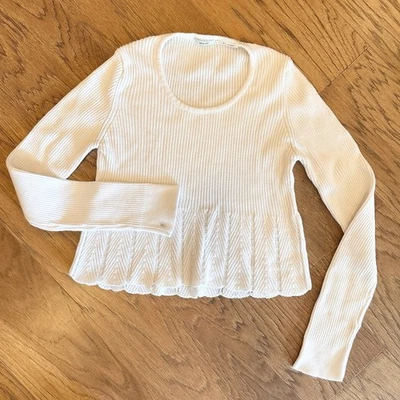 Kimchi Blue Urban Outfitters Ivory White Scoop Neck Sweater Long Sleeve Top XS S - Image 1 of 4
