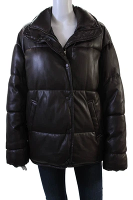Chaqueta acolchada acolchada de cuero vegano negra con botones cuello alto talla XS de Zara para mujer Foto 1 de 4